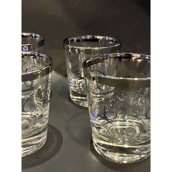 Mid-Century Silver Atomic Star Whiskey/Double Shot Glasses Set of 6 - Picture 2 of 4